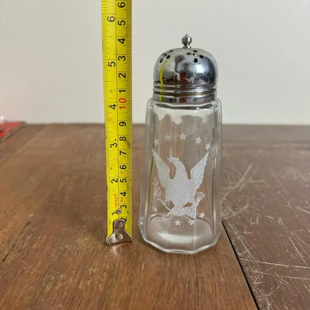 Wood Brothers England Clear Glass Jar‎ Liberty Eagle SINGLE salt pepper shaker